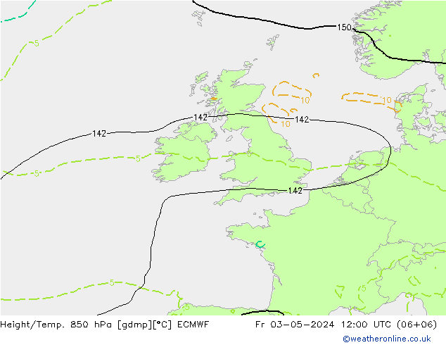 Z500/Rain (+SLP)/Z850 ECMWF Fr 03.05.2024 12 UTC