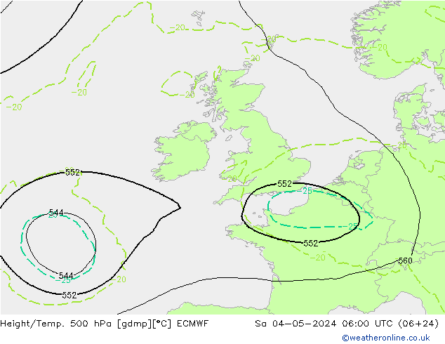 Z500/Rain (+SLP)/Z850 ECMWF Sa 04.05.2024 06 UTC