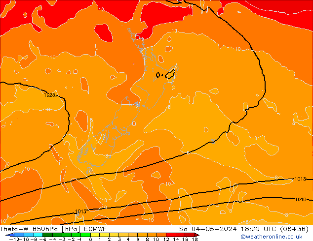 Theta-W 850гПа ECMWF сб 04.05.2024 18 UTC