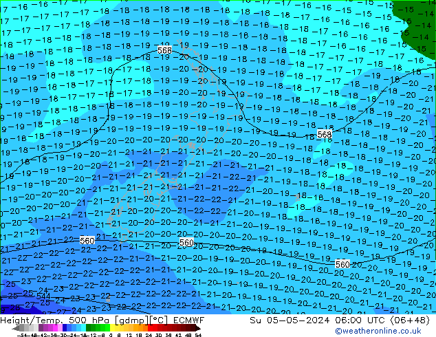 Z500/Rain (+SLP)/Z850 ECMWF dim 05.05.2024 06 UTC