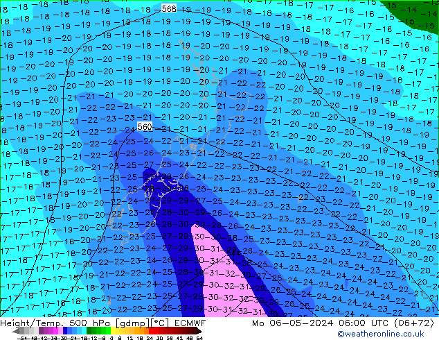 Z500/Rain (+SLP)/Z850 ECMWF Mo 06.05.2024 06 UTC