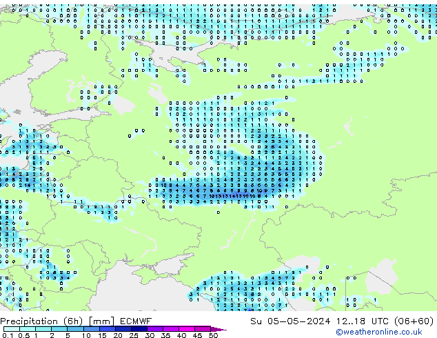 Z500/Yağmur (+YB)/Z850 ECMWF Paz 05.05.2024 18 UTC