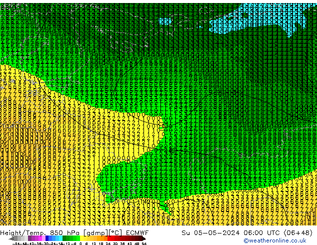 Z500/Rain (+SLP)/Z850 ECMWF Вс 05.05.2024 06 UTC