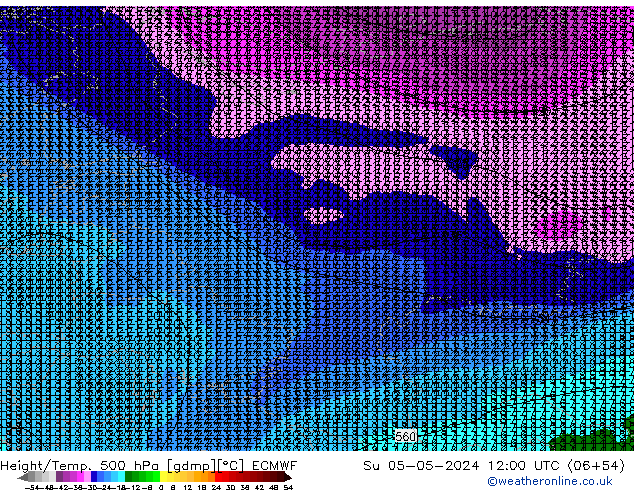 Z500/Rain (+SLP)/Z850 ECMWF Dom 05.05.2024 12 UTC