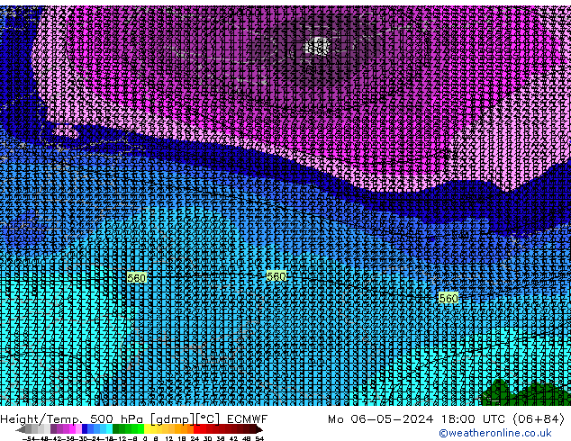 Z500/Rain (+SLP)/Z850 ECMWF Mo 06.05.2024 18 UTC