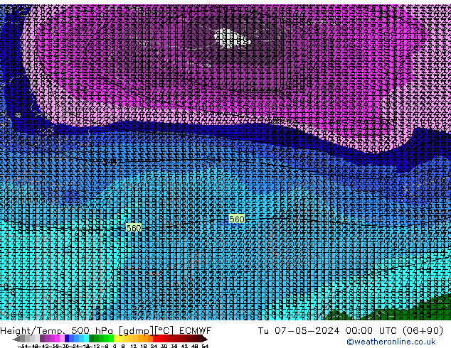 Height/Temp. 500 hPa ECMWF  07.05.2024 00 UTC