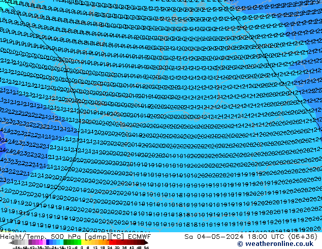 Geop./Temp. 500 hPa ECMWF sáb 04.05.2024 18 UTC