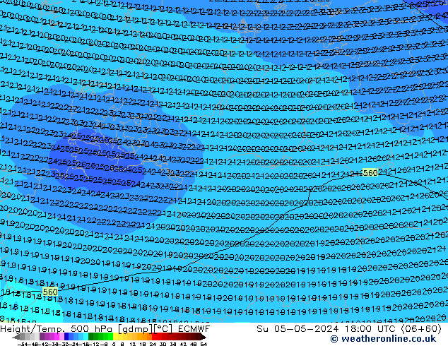 Z500/Rain (+SLP)/Z850 ECMWF dom 05.05.2024 18 UTC