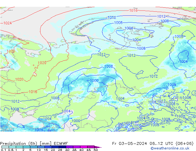 Z500/Rain (+SLP)/Z850 ECMWF Fr 03.05.2024 12 UTC