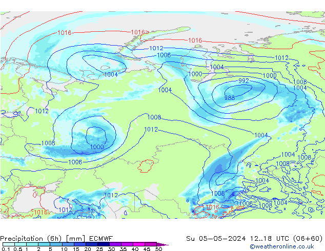 Z500/Rain (+SLP)/Z850 ECMWF  05.05.2024 18 UTC