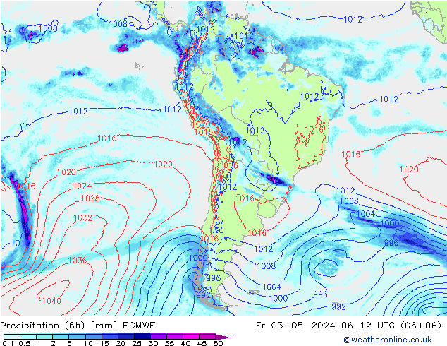 Z500/Rain (+SLP)/Z850 ECMWF Fr 03.05.2024 12 UTC