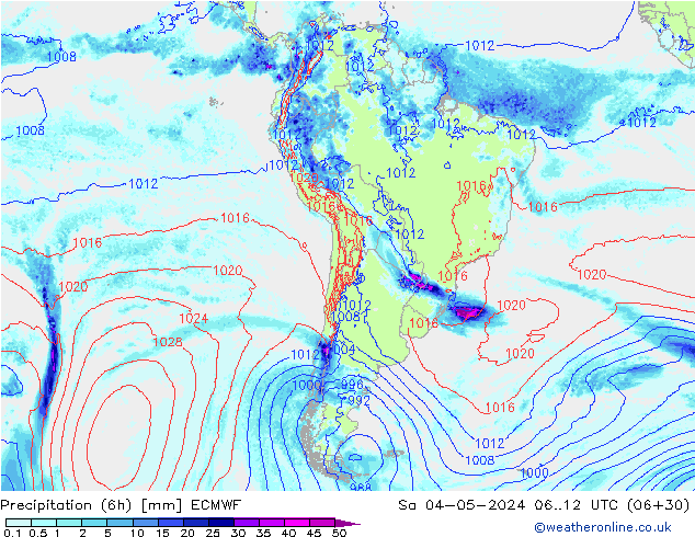 Z500/Rain (+SLP)/Z850 ECMWF сб 04.05.2024 12 UTC