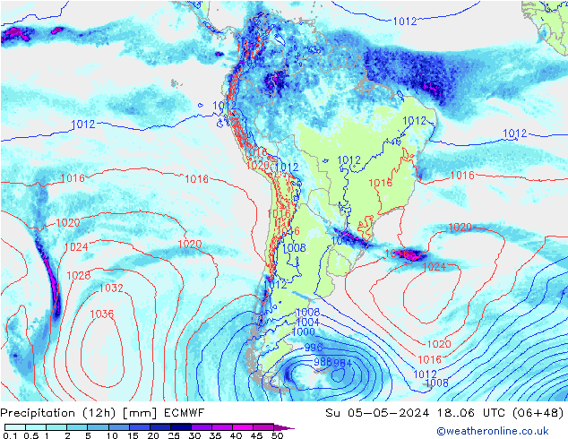 Precipitation (12h) ECMWF Su 05.05.2024 06 UTC
