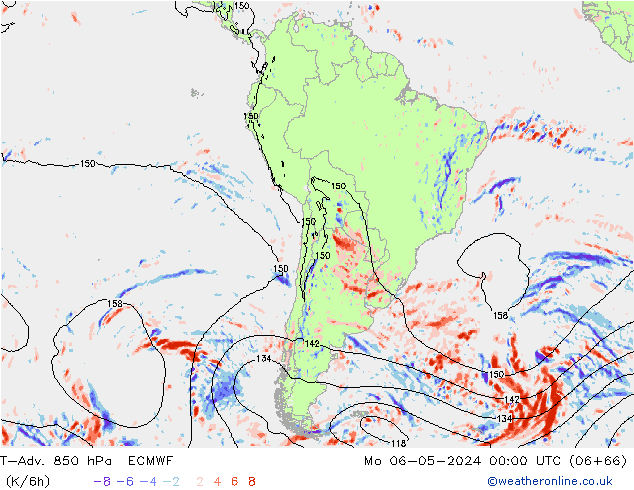 T-Adv. 850 hPa ECMWF Mo 06.05.2024 00 UTC