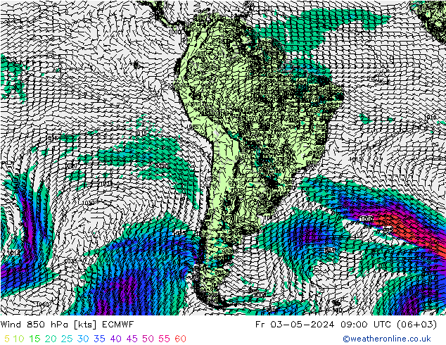 Wind 850 hPa ECMWF Fr 03.05.2024 09 UTC