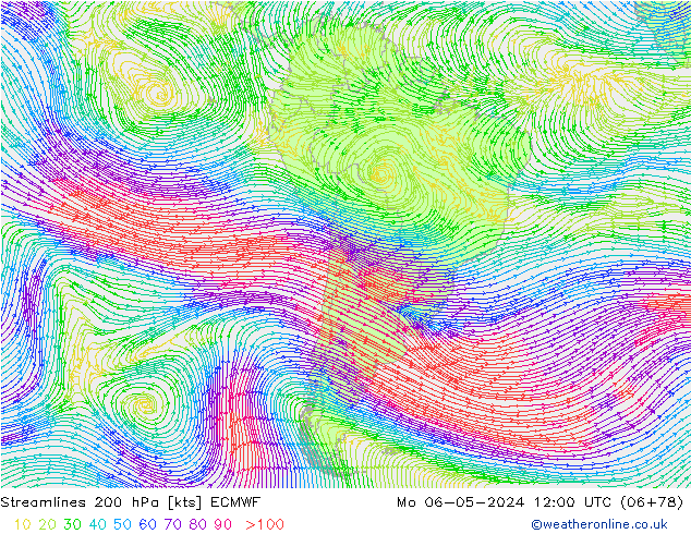 Linha de corrente 200 hPa ECMWF Seg 06.05.2024 12 UTC