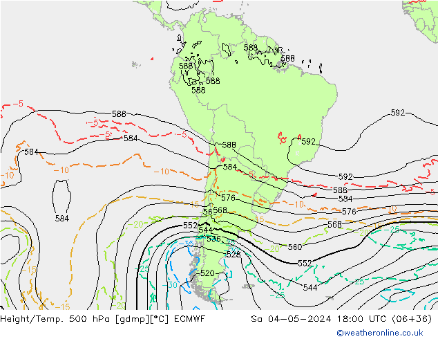 Z500/Rain (+SLP)/Z850 ECMWF Sa 04.05.2024 18 UTC