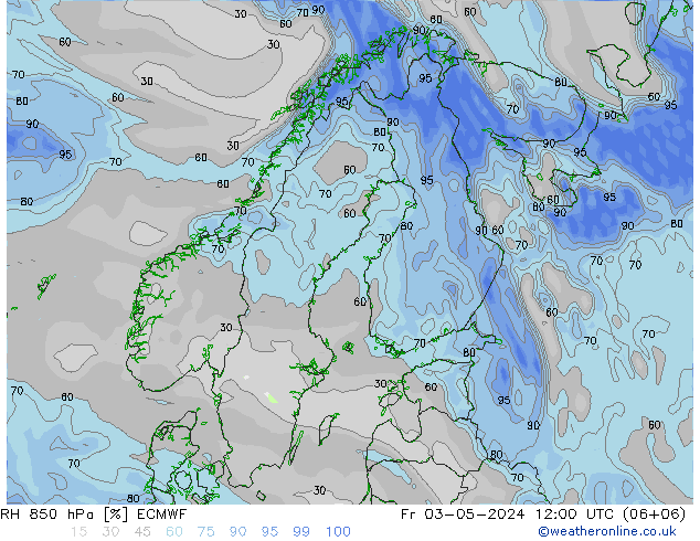 RH 850 hPa ECMWF Fr 03.05.2024 12 UTC