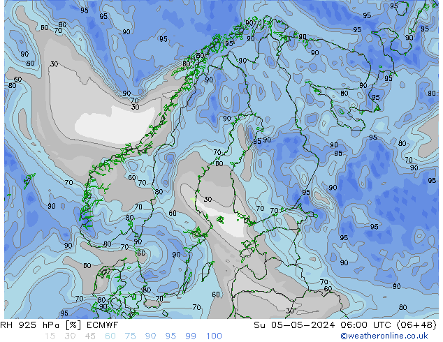 Humidité rel. 925 hPa ECMWF dim 05.05.2024 06 UTC