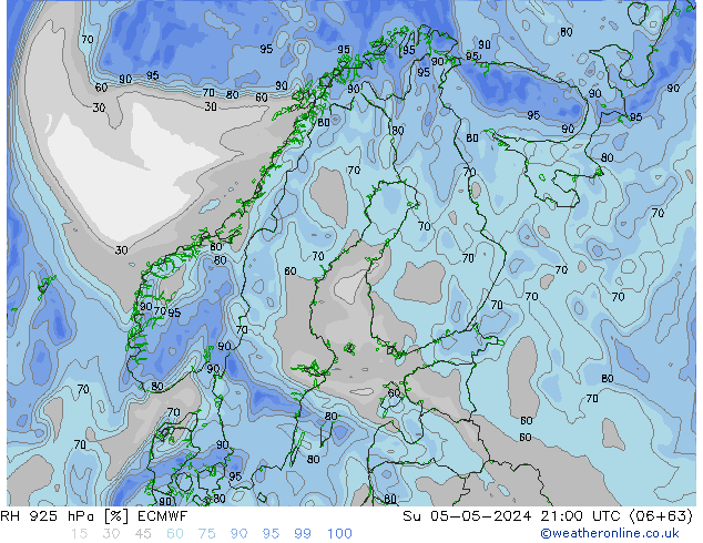 925 hPa Nispi Nem ECMWF Paz 05.05.2024 21 UTC