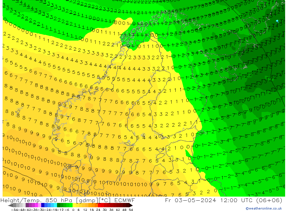 Z500/Rain (+SLP)/Z850 ECMWF pt. 03.05.2024 12 UTC