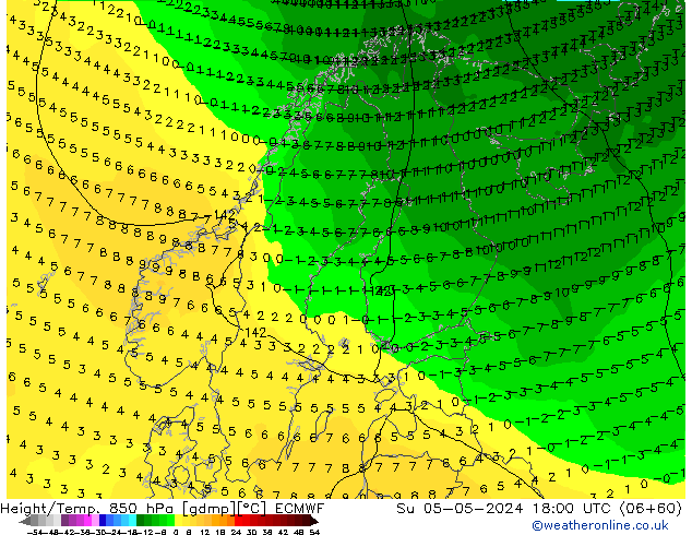 Z500/Rain (+SLP)/Z850 ECMWF Вс 05.05.2024 18 UTC