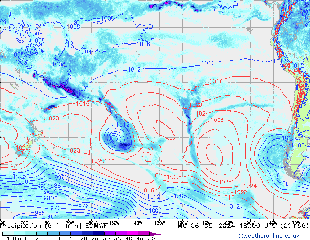 Z500/Yağmur (+YB)/Z850 ECMWF Pzt 06.05.2024 00 UTC