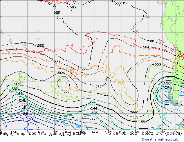 Z500/Yağmur (+YB)/Z850 ECMWF Pzt 06.05.2024 00 UTC