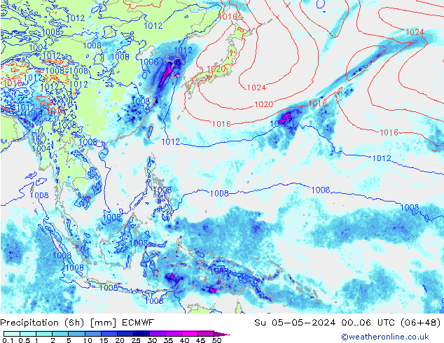 Z500/Rain (+SLP)/Z850 ECMWF Su 05.05.2024 06 UTC
