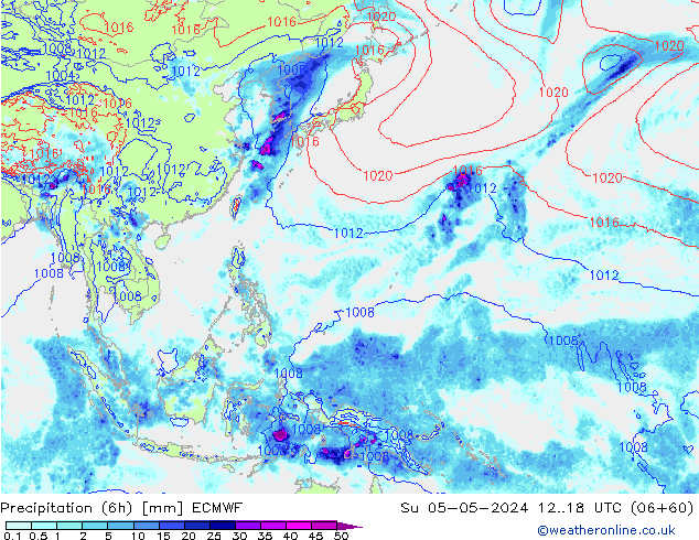 Z500/Rain (+SLP)/Z850 ECMWF nie. 05.05.2024 18 UTC
