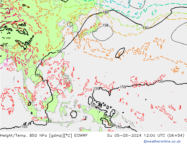 Z500/Rain (+SLP)/Z850 ECMWF Su 05.05.2024 12 UTC