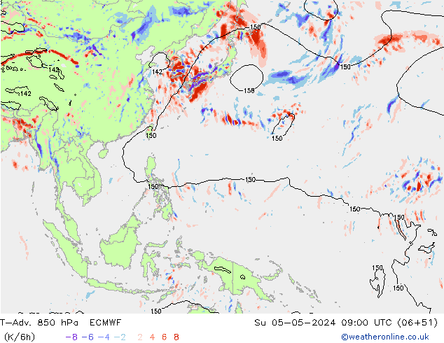 T-Adv. 850 hPa ECMWF Su 05.05.2024 09 UTC