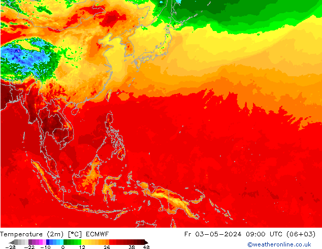 Temperature (2m) ECMWF Fr 03.05.2024 09 UTC