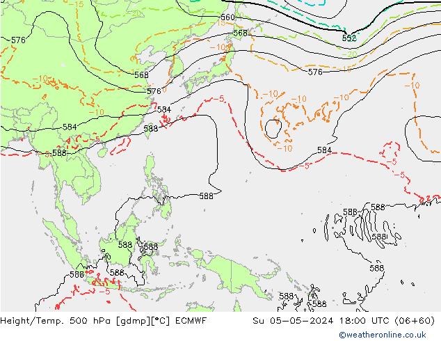 Z500/Rain (+SLP)/Z850 ECMWF nie. 05.05.2024 18 UTC