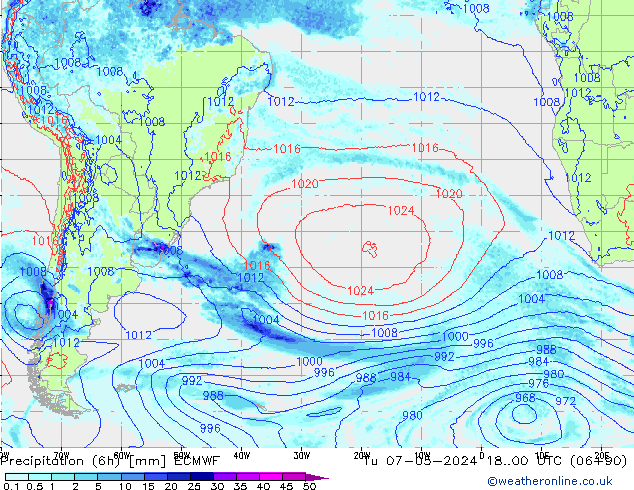 Z500/Rain (+SLP)/Z850 ECMWF Tu 07.05.2024 00 UTC