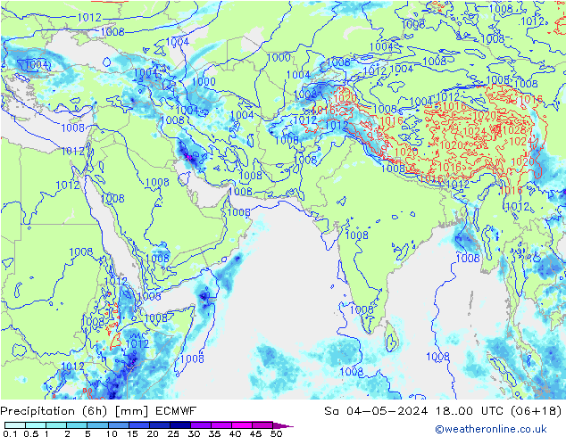 Precipitazione (6h) ECMWF sab 04.05.2024 00 UTC