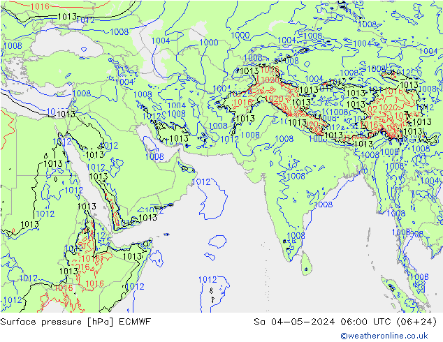 ciśnienie ECMWF so. 04.05.2024 06 UTC