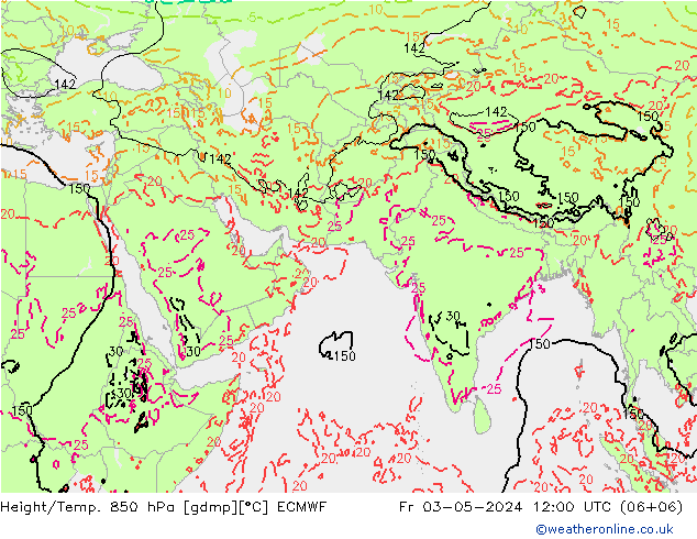 Z500/Rain (+SLP)/Z850 ECMWF 星期五 03.05.2024 12 UTC
