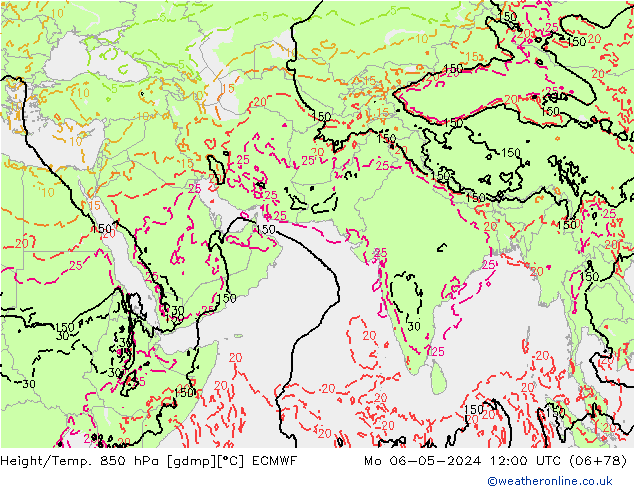 Z500/Rain (+SLP)/Z850 ECMWF пн 06.05.2024 12 UTC