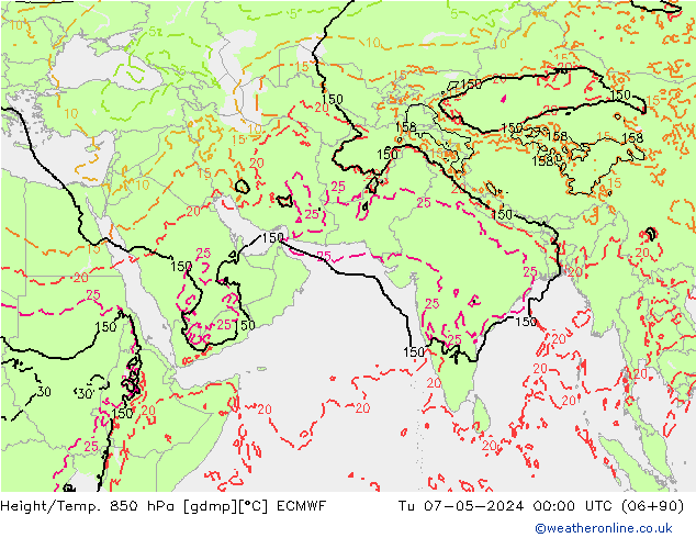 Z500/Rain (+SLP)/Z850 ECMWF Tu 07.05.2024 00 UTC