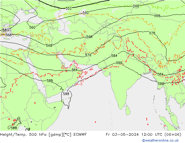 Z500/Rain (+SLP)/Z850 ECMWF 星期五 03.05.2024 12 UTC