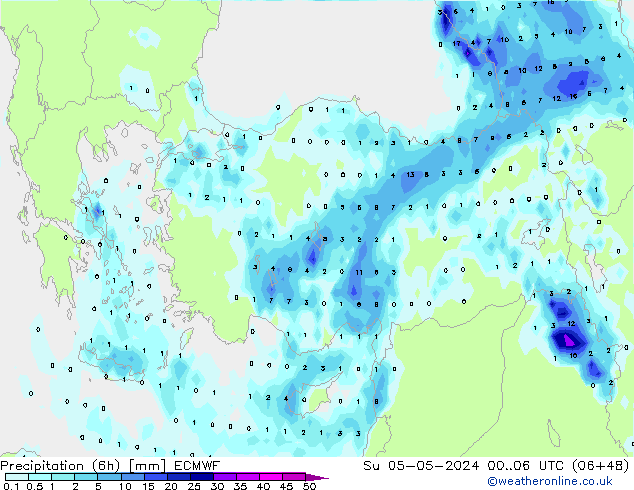 Precipitazione (6h) ECMWF dom 05.05.2024 06 UTC