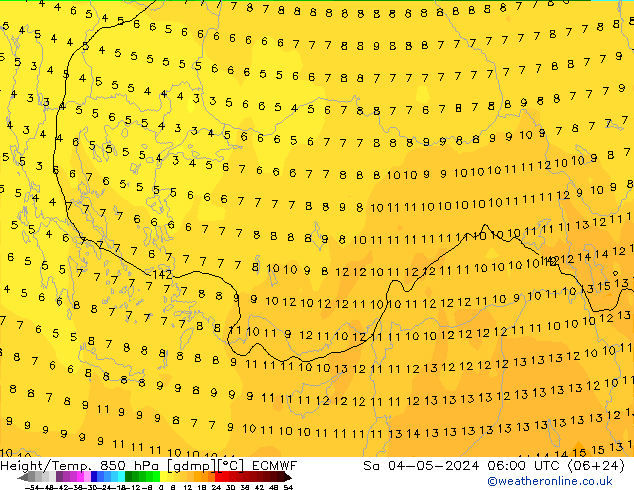 Z500/Rain (+SLP)/Z850 ECMWF so. 04.05.2024 06 UTC