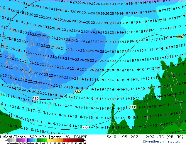 Z500/Rain (+SLP)/Z850 ECMWF sáb 04.05.2024 12 UTC