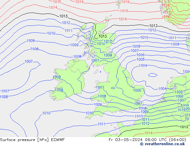 Pressione al suolo ECMWF ven 03.05.2024 06 UTC