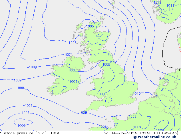 Surface pressure ECMWF Sa 04.05.2024 18 UTC