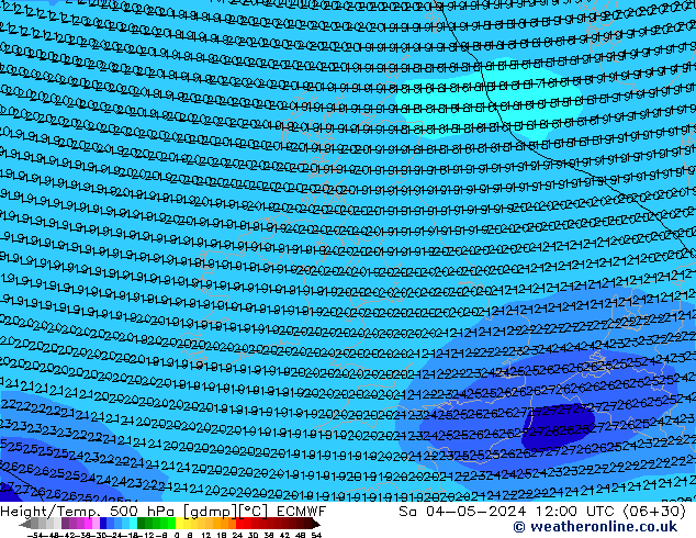 Height/Temp. 500 hPa ECMWF So 04.05.2024 12 UTC