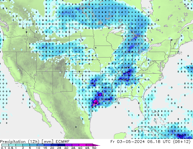 Precipitación (12h) ECMWF vie 03.05.2024 18 UTC