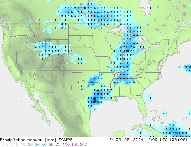 Precipitation accum. ECMWF Fr 03.05.2024 12 UTC