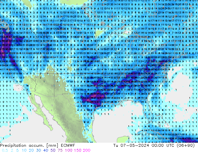 Totale neerslag ECMWF di 07.05.2024 00 UTC